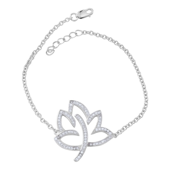 Jewelry - Simulated White Diamond Sterling Silver Leaf Brace